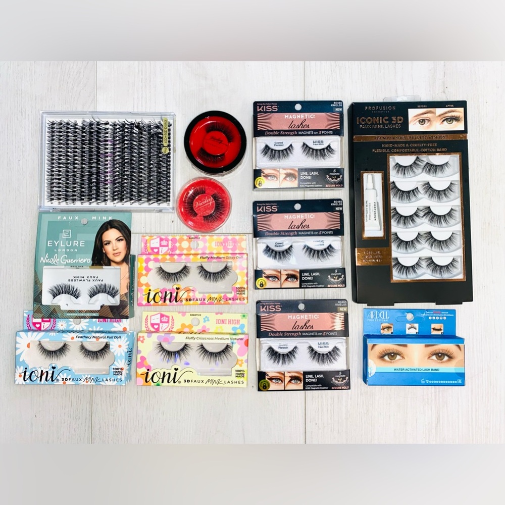 Lash whisps Lot of 12 Sets Kiss Magnetic Vicility Minx Mink Mega Cluster Mix